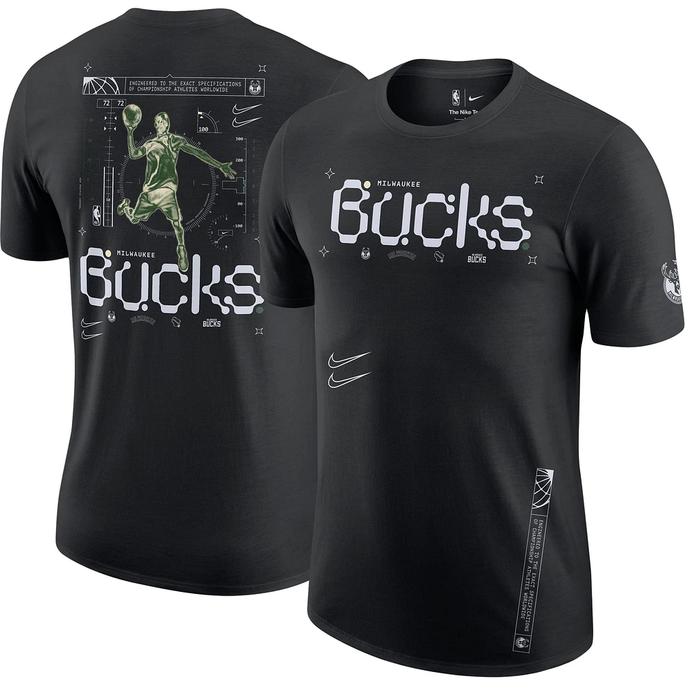 T-shirt Nike Milwaukee Bucks Courtside Air Traffic Control Max90 pour homme - Noir