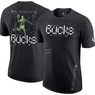 T-shirt Nike Milwaukee Bucks Courtside Air Traffic Control Max90 pour homme - Noir