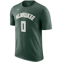 Men's Nike Damian Lillard Hunter Green Milwaukee Bucks Name & Number T-Shirt