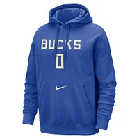 Men's Nike Damian Lillard Royal Milwaukee Bucks 2024/25 City Edition Name & Number Pullover Hoodie