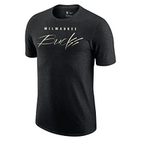 Men's Nike Heather Black Milwaukee Bucks Courtside Versus Flight Max90 T-Shirt