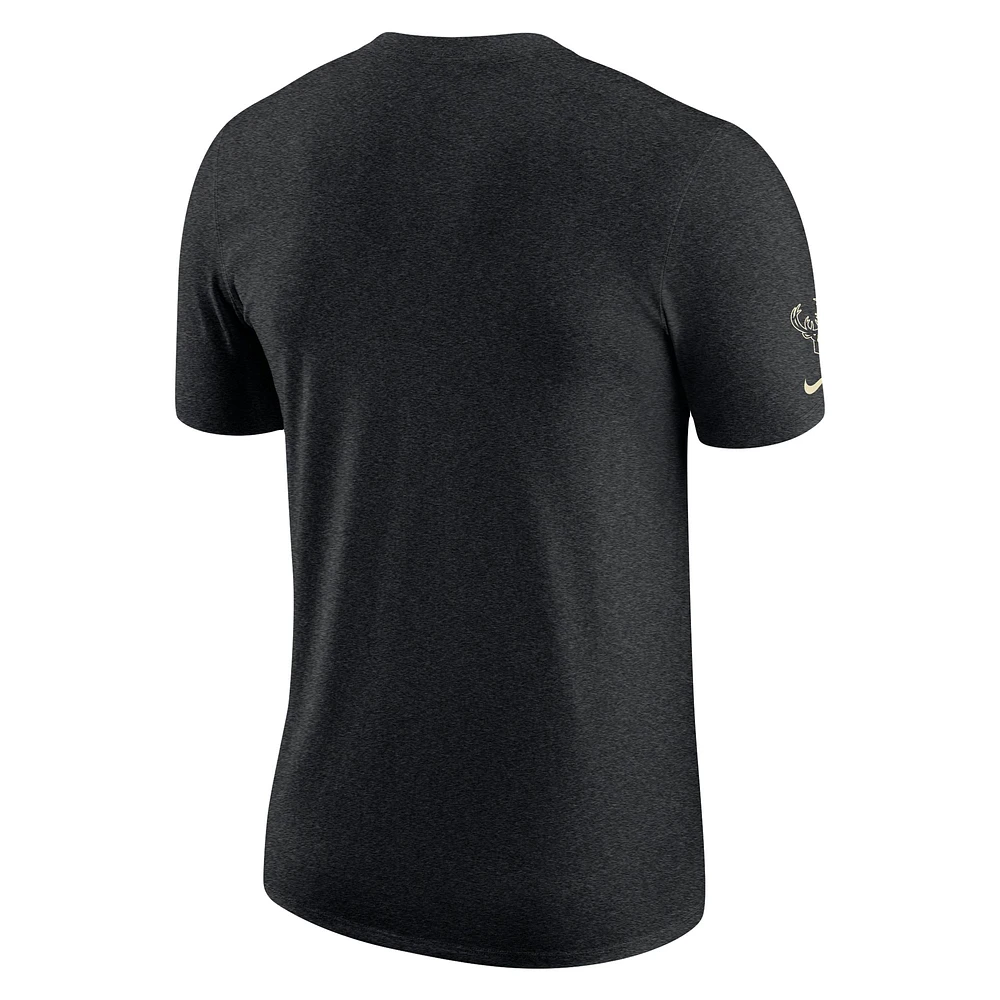 Men's Nike Heather Black Milwaukee Bucks Courtside Versus Flight Max90 T-Shirt