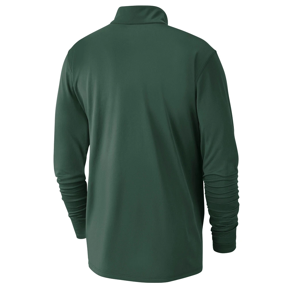 Men's Nike Hunter Green Milwaukee Bucks 2024/25 Courtside Performance Half-Zip Top