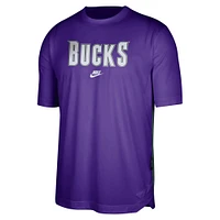 Men's Nike Purple Milwaukee Bucks Hardwood Classics Pregame Warmup Shooting Performance T-Shirt