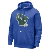 Men's Nike Royal Milwaukee Bucks 2024/25 City Edition Essential Club Pullover Hoodie