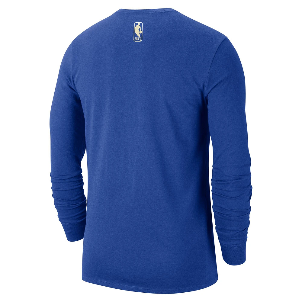 Men's Nike Royal Milwaukee Bucks 2024/25 City Edition Essential Logo Long Sleeve T-Shirt
