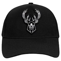 Men's Pro Standard Black Milwaukee Bucks Paint the City Pinch Front Snapback Hat