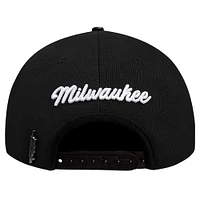 Men's Pro Standard Black Milwaukee Bucks Paint the City Pinch Front Snapback Hat