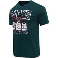 Men's Pro Standard Giannis Antetokounmpo, Jrue Holiday, Khris Middleton Hunter Green Milwaukee Bucks Multi Lineup T-Shirt