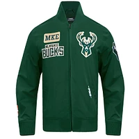 Men's Pro Standard Hunter Green Milwaukee Bucks Area Code Twill Full-Zip Jacket