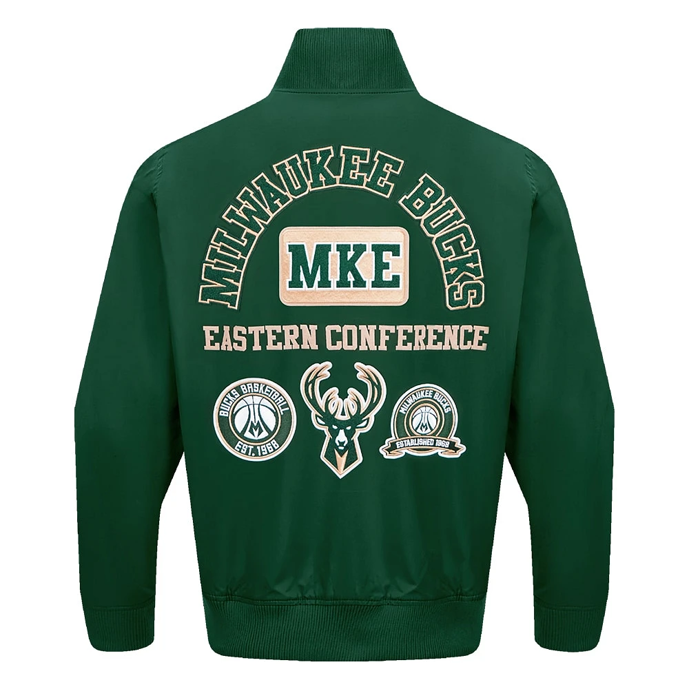 Men's Pro Standard Hunter Green Milwaukee Bucks Area Code Twill Full-Zip Jacket