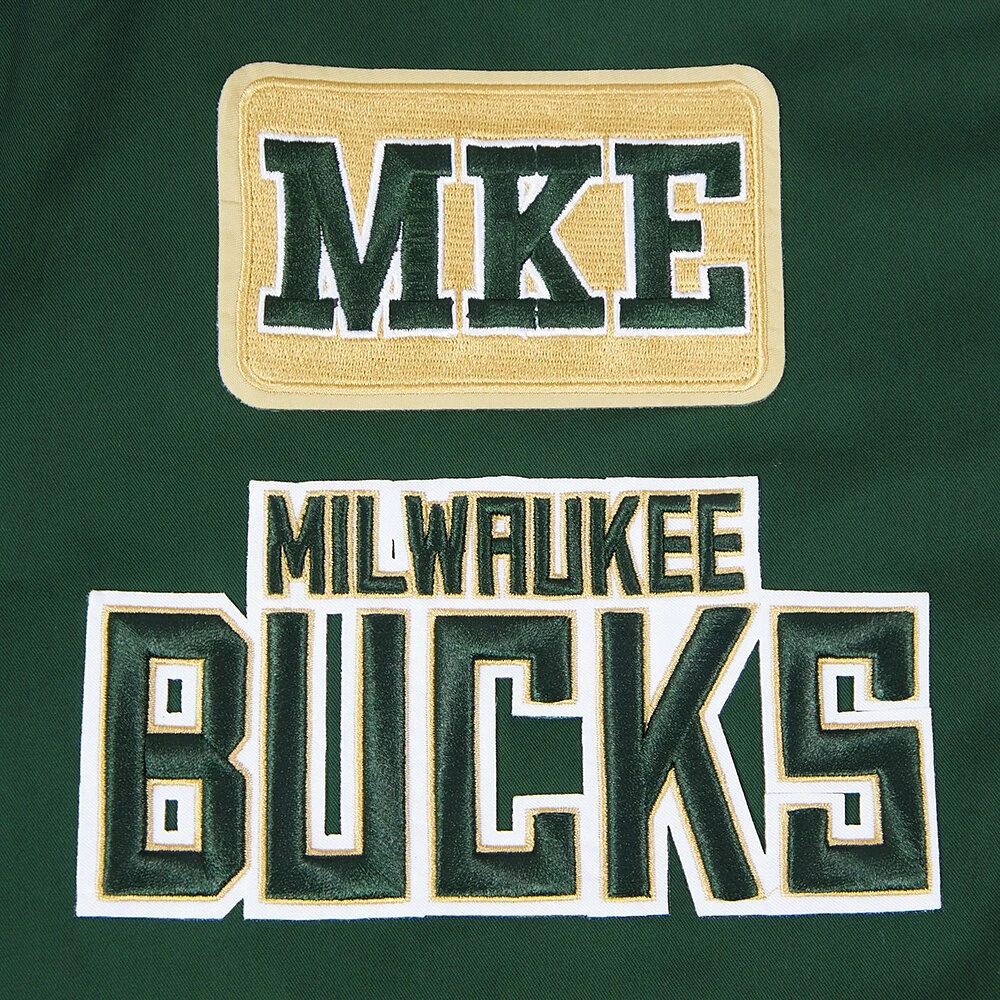 Men's Pro Standard Hunter Green Milwaukee Bucks Area Code Twill Full-Zip Jacket
