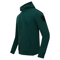 Men's Pro Standard Hunter Green Milwaukee Bucks Triple Tonal DK Full-Zip Hoodie Jacket
