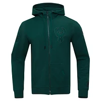 Men's Pro Standard Hunter Green Milwaukee Bucks Triple Tonal DK Full-Zip Hoodie Jacket