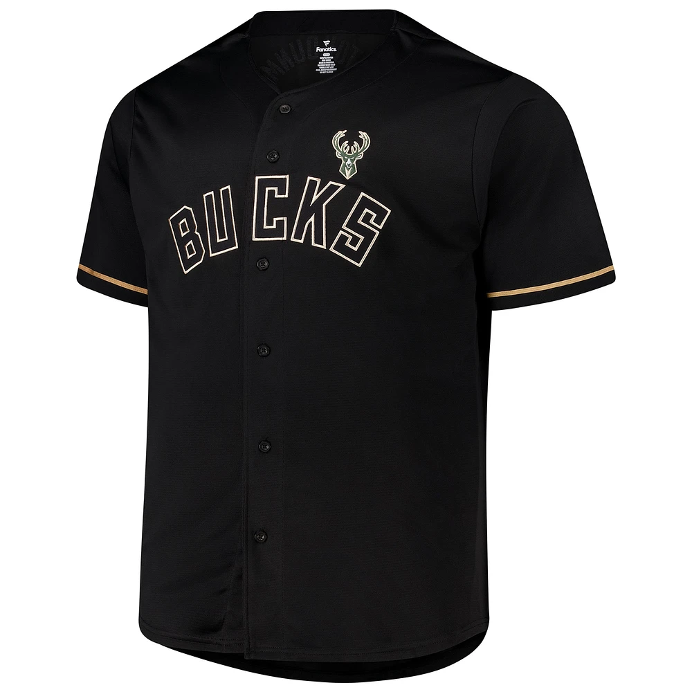 V108330 Bucks 34 Giannis Antetokounmpo NBA Profil B&T Joueur Noir N&N Maillot JERMENXBK NBABLKPLYANT