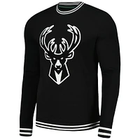 Men's Stadium Essentials Black Milwaukee Bucks Club Level Pullover Sweatshirt