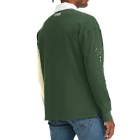 T-shirt à manches longues Tommy Jeans pour homme Milwaukee Bucks Ronnie Rugby vert/crème