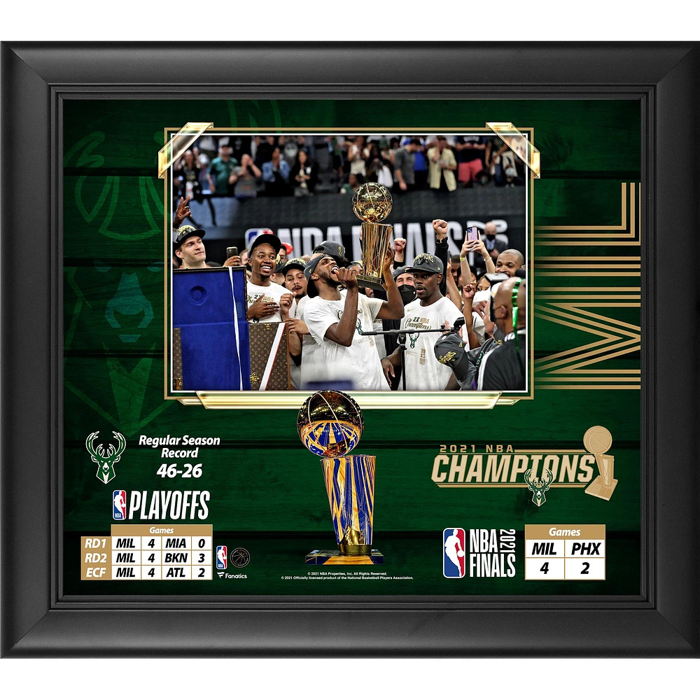 Milwaukee Bucks Framed 15" x 17" 2021 NBA Finals Champions Collage