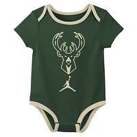 Newborn & Infant Jordan Brand Milwaukee Bucks Statement Edition Three-Pack Bodysuit Set
