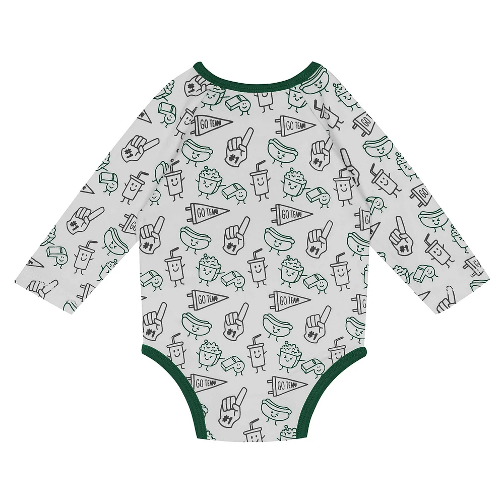 Ensemble 3 pièces pour nouveau-né et nourrisson Milwaukee Bucks Little Champ, body à manches longues, pantalon bonnet revers