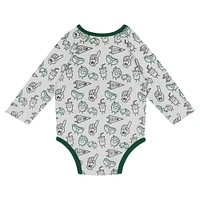Ensemble 3 pièces pour nouveau-né et nourrisson Milwaukee Bucks Little Champ, body à manches longues, pantalon bonnet revers