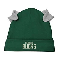 Ensemble 3 pièces pour nouveau-né et nourrisson Milwaukee Bucks Little Champ, body à manches longues, pantalon bonnet revers