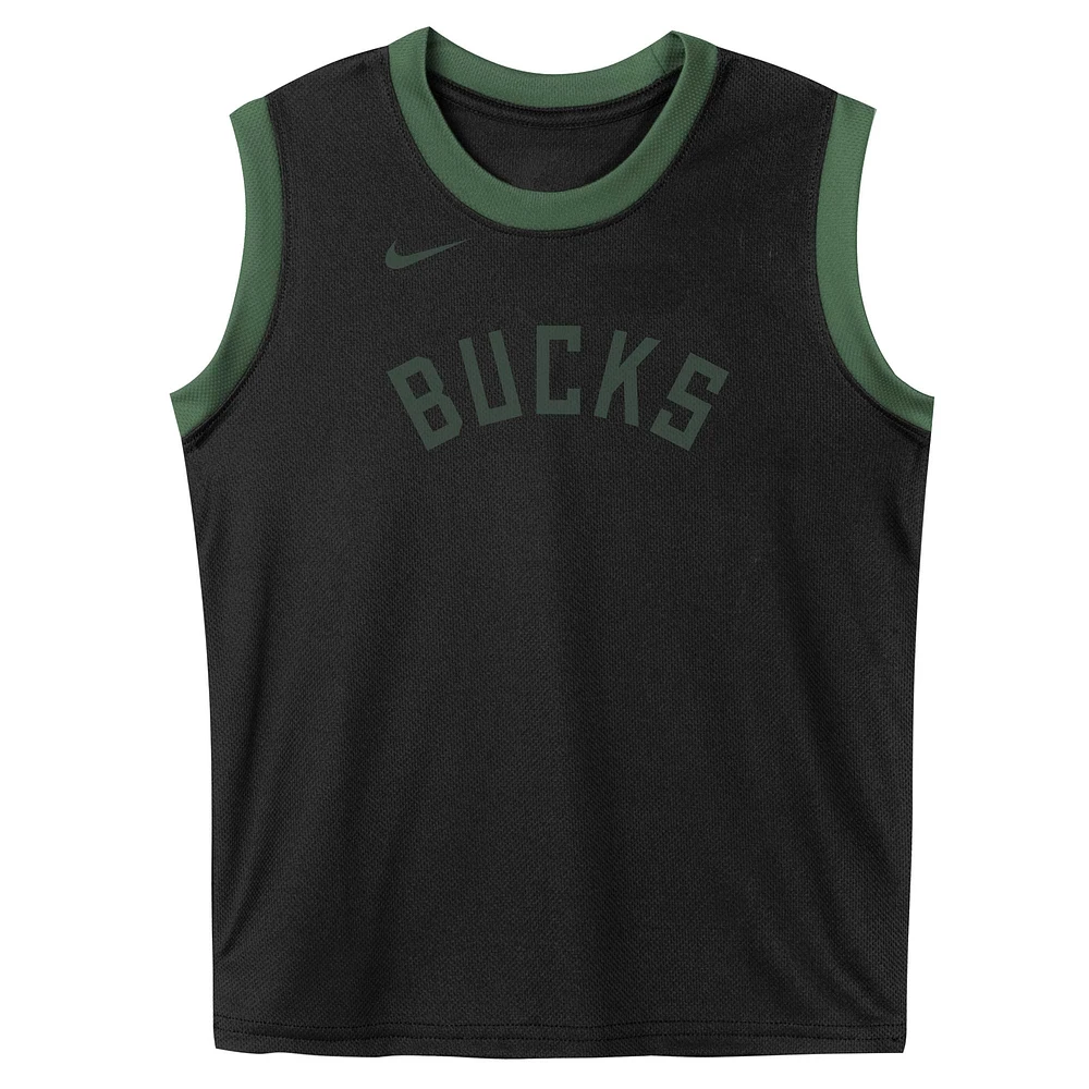 Preschool Black Milwaukee Bucks Mesh Tank Top and Shorts Set