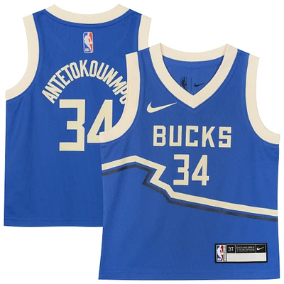 Maillot de joueur Nike Giannis Antetokounmpo Royal Milwaukee Bucks 2024/25 Swingman pour enfant - Édition City