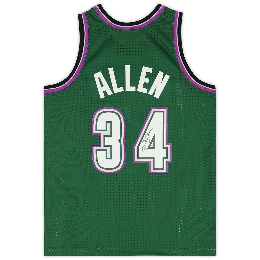 Ray Allen Milwaukee Bucks Autographed Green Mitchell & Ness 1996-1997 Swingman Jersey
