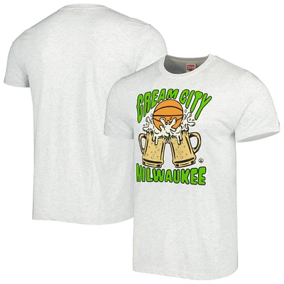 Hommage Ash Milwaukee Bucks Hometown Hyper Local Tri-Blend T-shirt unisexe