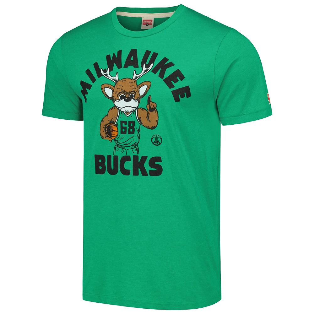 Unisex Homage Green Milwaukee Bucks Team Mascot Tri-Blend T-Shirt