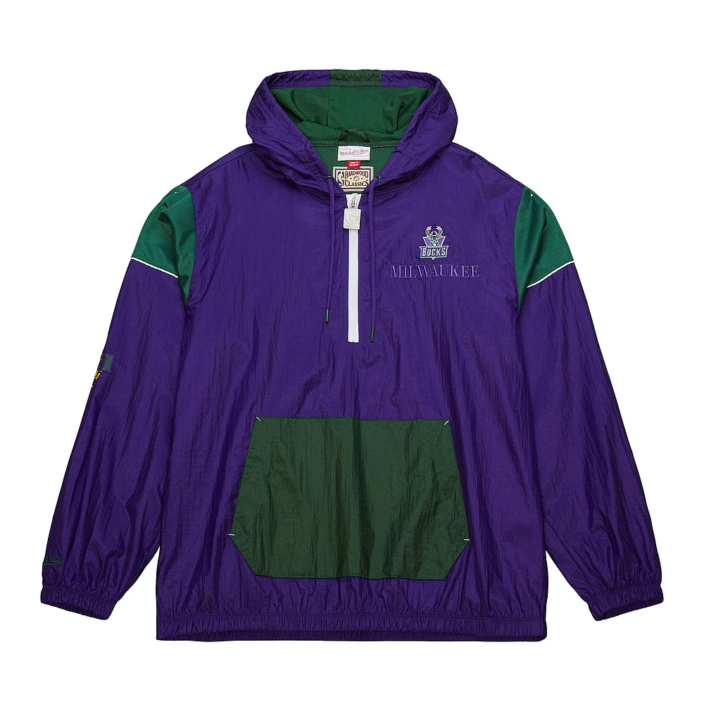 Unisex Mitchell & Ness  Purple Milwaukee Bucks Hardwood Classics Team OG 3.0 Anorak Half-Zip Windbreaker Jacket