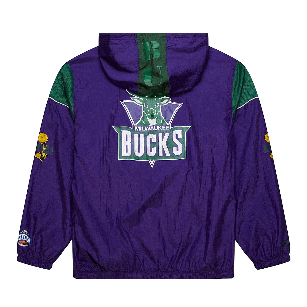Unisex Mitchell & Ness  Purple Milwaukee Bucks Hardwood Classics Team OG 3.0 Anorak Half-Zip Windbreaker Jacket