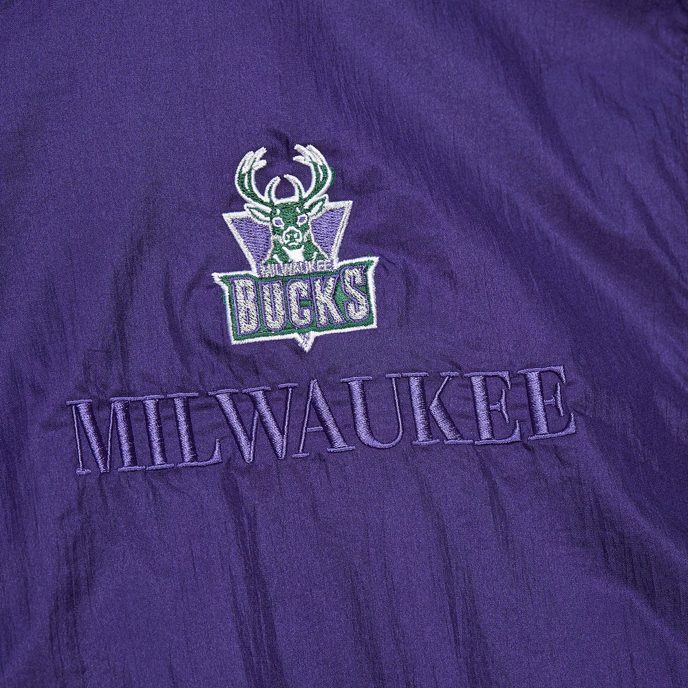 Unisex Mitchell & Ness  Purple Milwaukee Bucks Hardwood Classics Team OG 3.0 Anorak Half-Zip Windbreaker Jacket