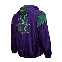 Unisex Mitchell & Ness  Purple Milwaukee Bucks Hardwood Classics Team OG 3.0 Anorak Half-Zip Windbreaker Jacket