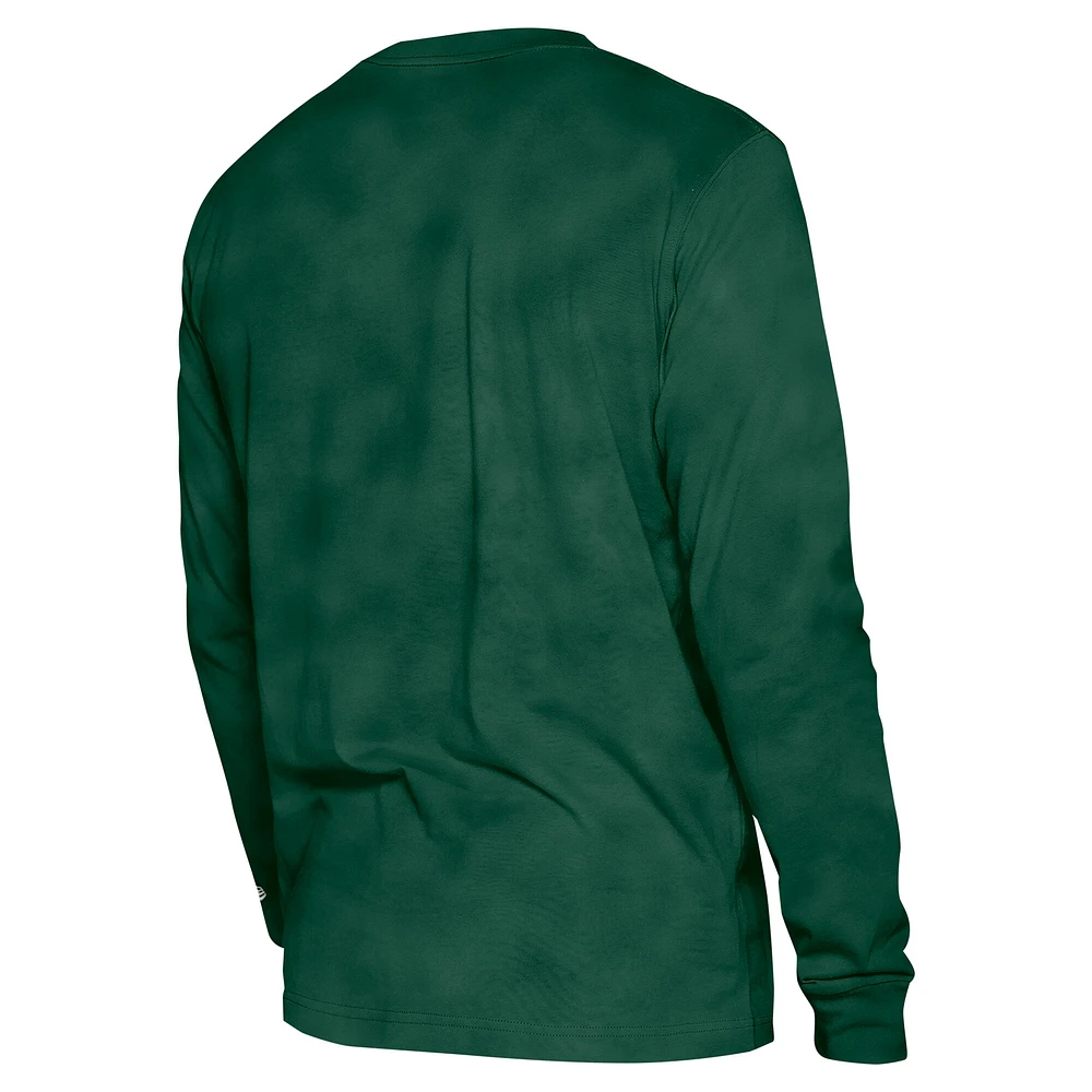 Unisex New Era  Hunter Green Milwaukee Bucks Oversized Essentials Enzyme Wash Long Sleeve T-Shirt