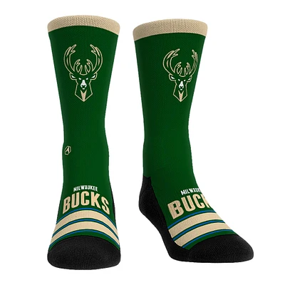 Chaussettes unisexes Rock Em - d'équipage à rayures Gametime Milwaukee Bucks