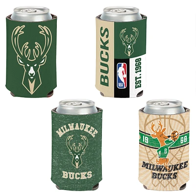 WinCraft Milwaukee Bucks, paquet de 4, 12 oz. Ensemble refroidisseur de canettes