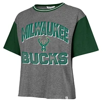 T-shirt à blocs de couleurs gris Milwaukee Bucks Rise Clubhouse Ziggy pour femme '47