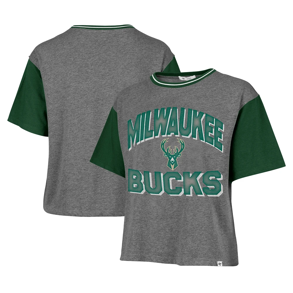 T-shirt à blocs de couleurs gris Milwaukee Bucks Rise Clubhouse Ziggy pour femme '47