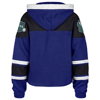 Women's '47 Royal Milwaukee Bucks 2024/25 City Edition Superior Cropped Lace-Up Pullover Hoodie