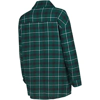 Women's College Concepts Hunter Green/Black Milwaukee Bucks Boyfriend Button-Up Nightshirt