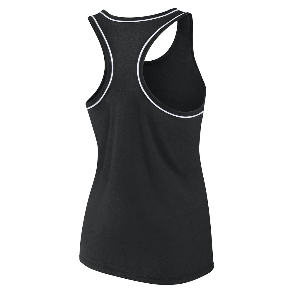 Women's Fanatics Black Milwaukee Bucks Wordmark Logo Racerback Tank Top