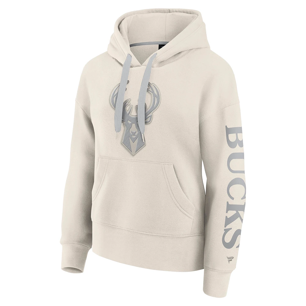 Women's Fanatics Cream Milwaukee Bucks Elements Next Pullover Hoodie