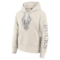 Women's Fanatics Cream Milwaukee Bucks Elements Next Pullover Hoodie
