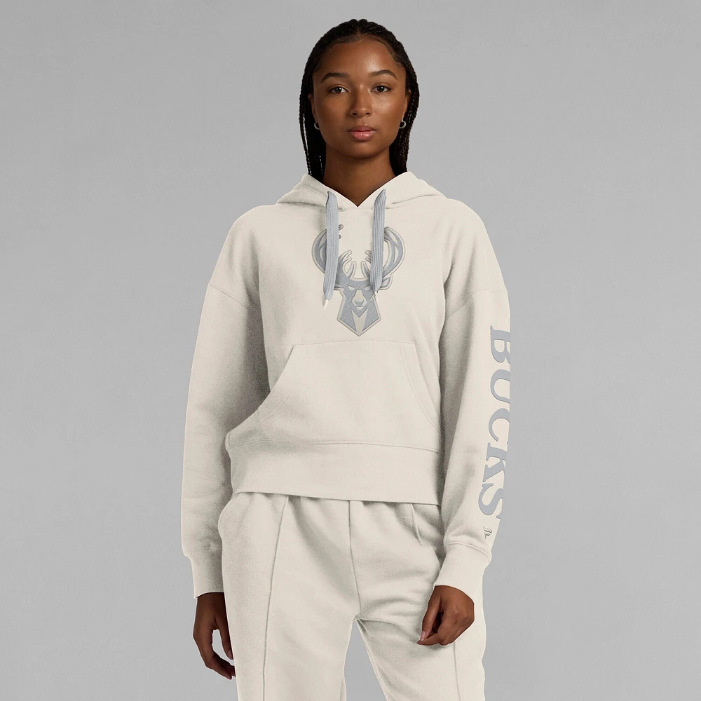 Women's Fanatics Cream Milwaukee Bucks Elements Next Pullover Hoodie