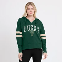 Women's Fanatics Hunter Green Milwaukee Bucks Bold Move Dolman V-Neck High Hip Hoodie