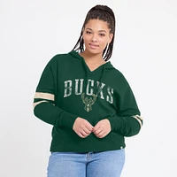 Women's Fanatics Hunter Green Milwaukee Bucks Bold Move Dolman V-Neck High Hip Hoodie