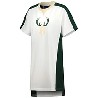 Women's G-III 4Her by Carl Banks White Milwaukee Bucks Free Throw T-Shirt Dress