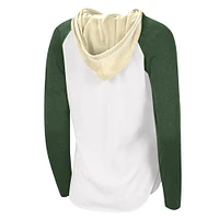 Women's G-III 4Her by Carl Banks White Milwaukee Bucks MVP Raglan Hoodie Long Sleeve T-Shirt